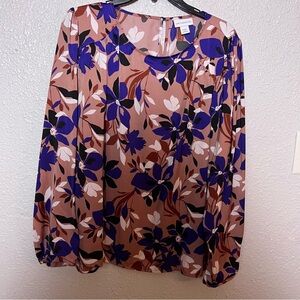 Liz Claiborne Floral Blouse - Purple and Pink